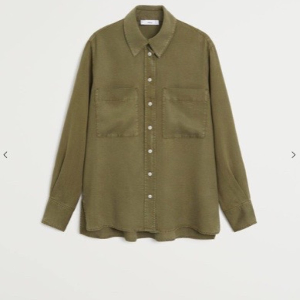 NWT Mango Lyocell Pocket Button-Down Shirt